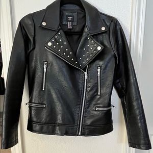 Faux studded leather jacket
